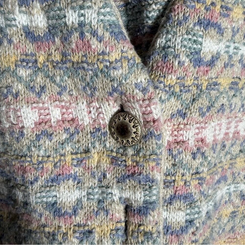 VINTAGE AMANA cottagecore coastal grandma hand knit pastel cardigan S - Picture 3 of 6